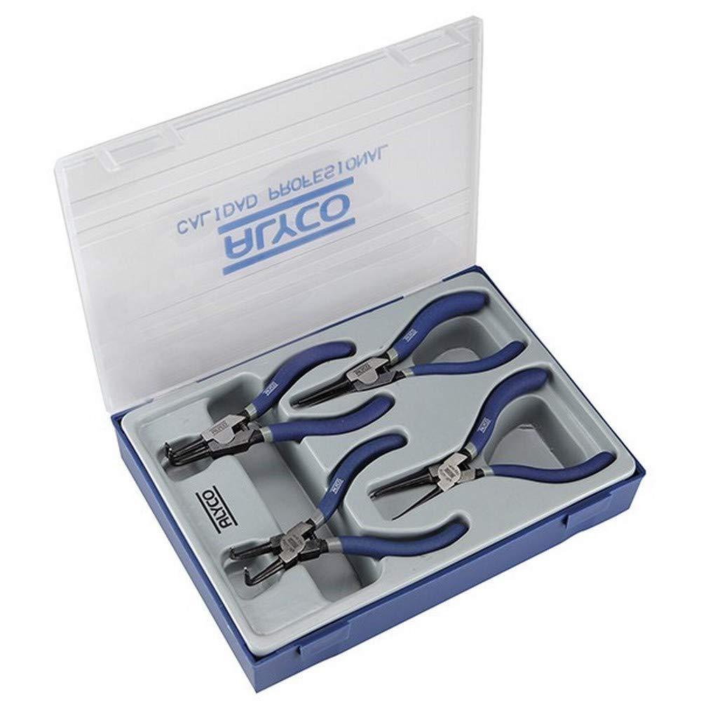 ALYCO 101218 - Juego de 4 alicates seeger 140 mm con plast.