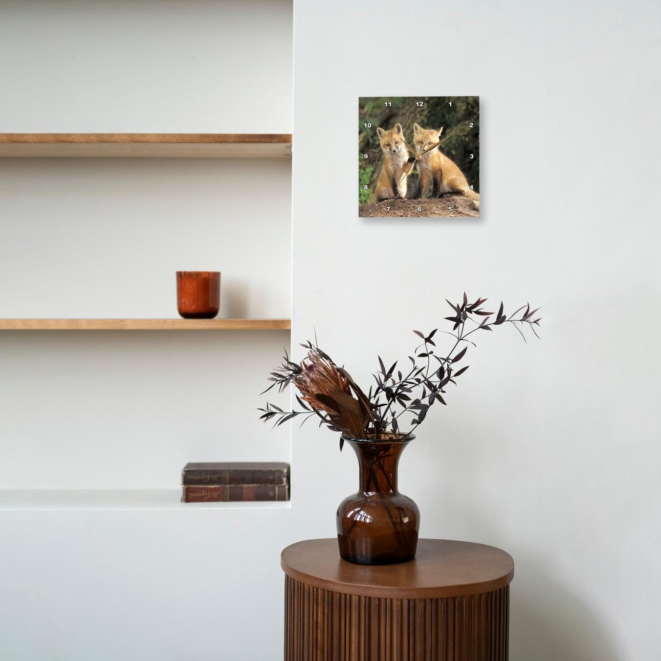 3dRose Red Fox Pup in Front of Den - Na02 Aje0310 - Adam Jones - Wall Clock, 10 by 10-Inch (DPP_83613_1)