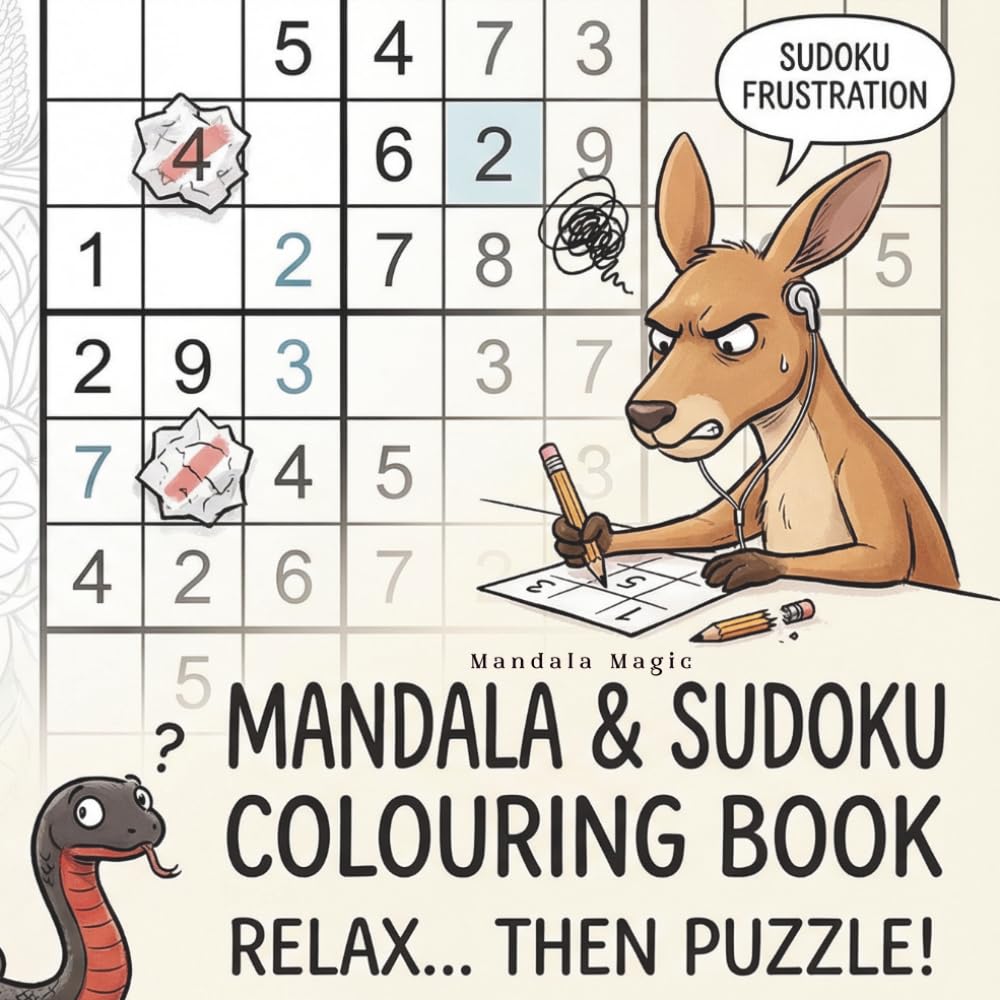Mandalas & Sudoku: A Zen Puzzle Book with Aussie Wisdom, Motivational Quotes, and Intricate Patterns for Stress Relief