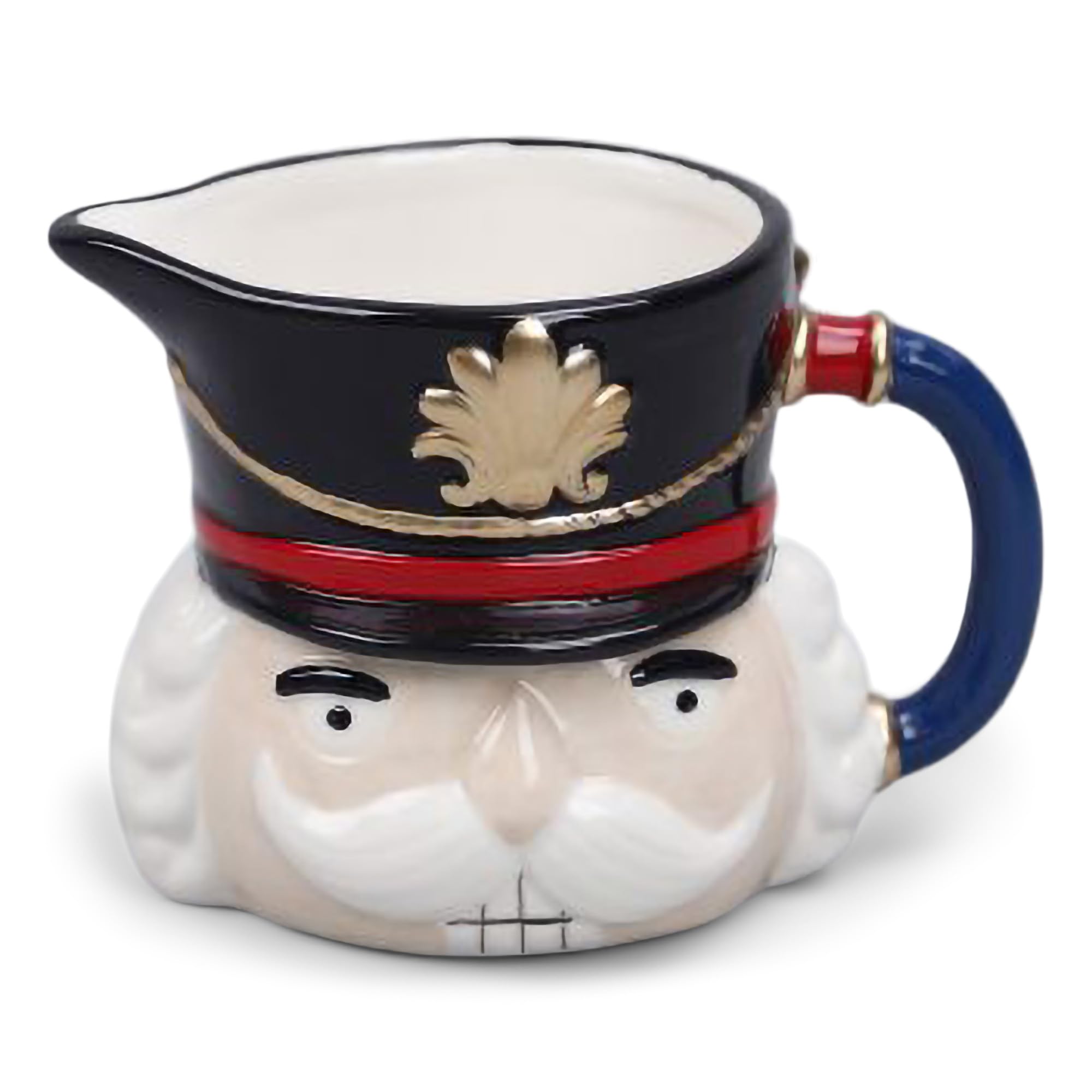 100 North GCA International Inc. Festive and Functional Holiday Table Décor 5 x 3.5 Inch Ceramic Creamer Server Pitcher, Royal Blue, Red, and Black, Nutcracker