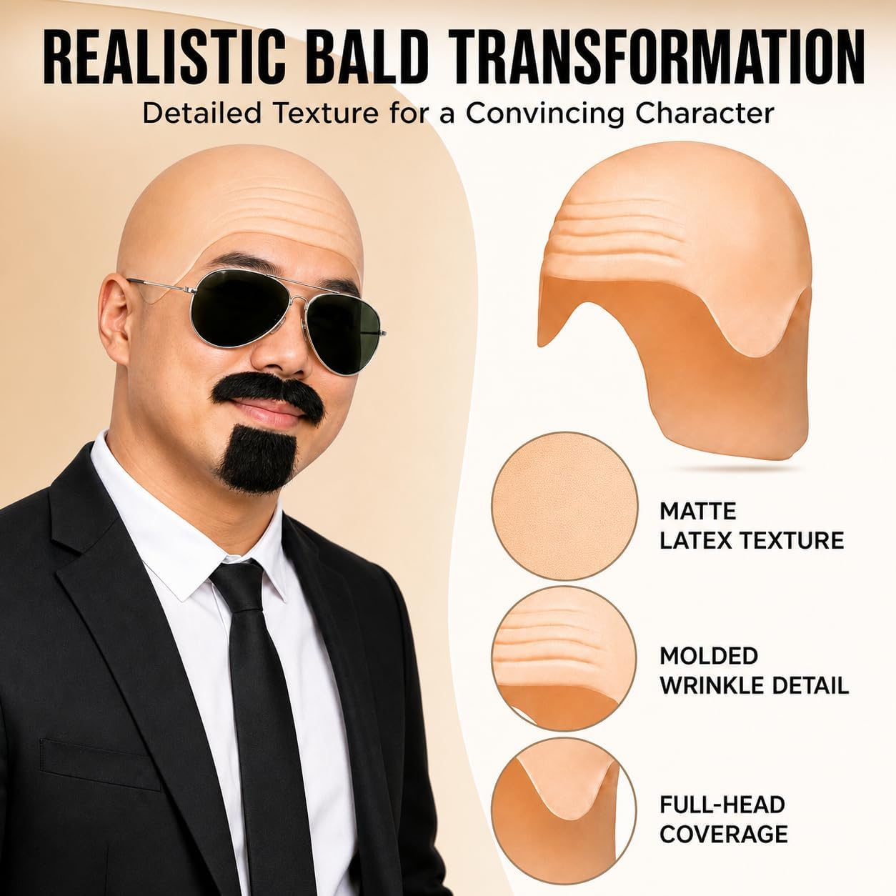 7/21 Pcs Bald Cap Costume Accessories Set for Halloween Party