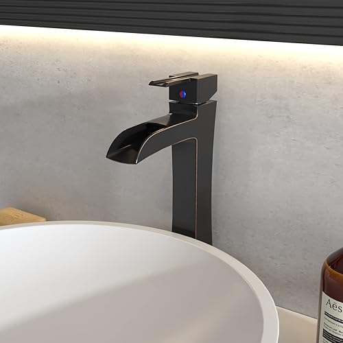 Miniatura 8 de BWE - Grifo de lavabo de bronce frotado con aceite sin desbordamiento y suministro de manguera, sin plomo, de una manija y un agujero, grifo de