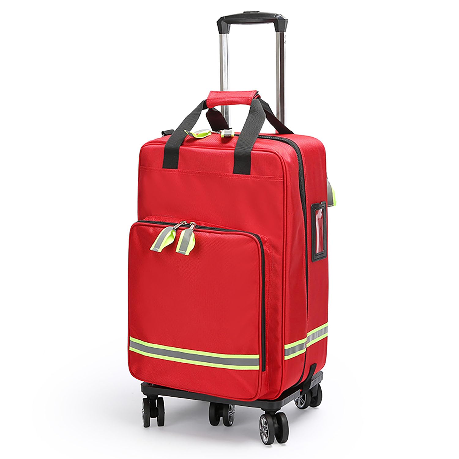 Borsa a rullo impermeabile per infermieri, soccorritore di emergenza con ruote, strisce riflettenti e carrello staccabile, per visite domestiche, ospedali, professionisti medici