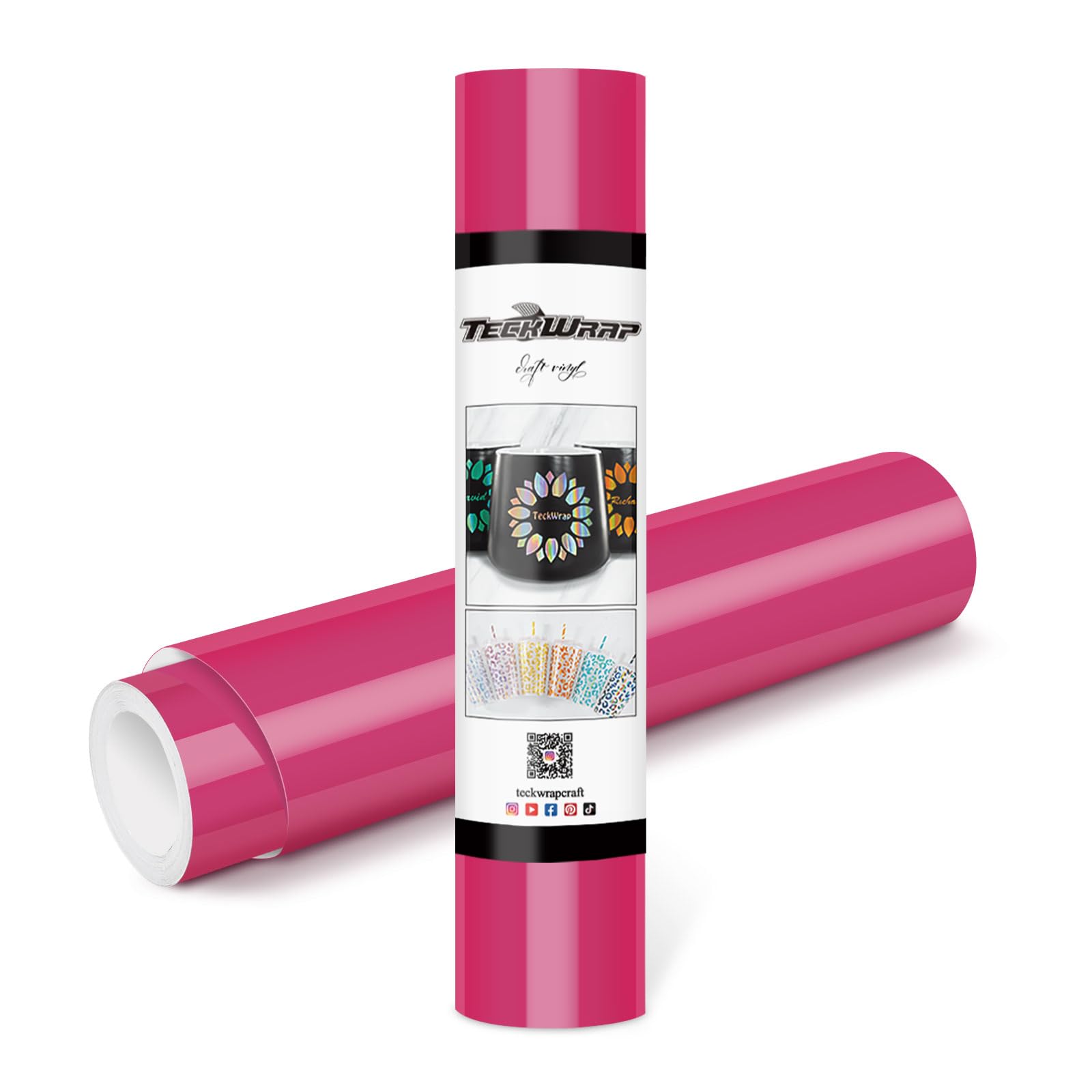 TECKWRAP Permanent Adhesive Vinyl 12" x 10ft, Glossy Fuchsia
