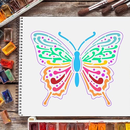 Miniatura 6 de FINGERINSPIRE Plantillas de mariposa para decoración de pared, plantillas de plástico de 11.8 x 11.8 pulgadas, plantillas cuadradas reutilizables