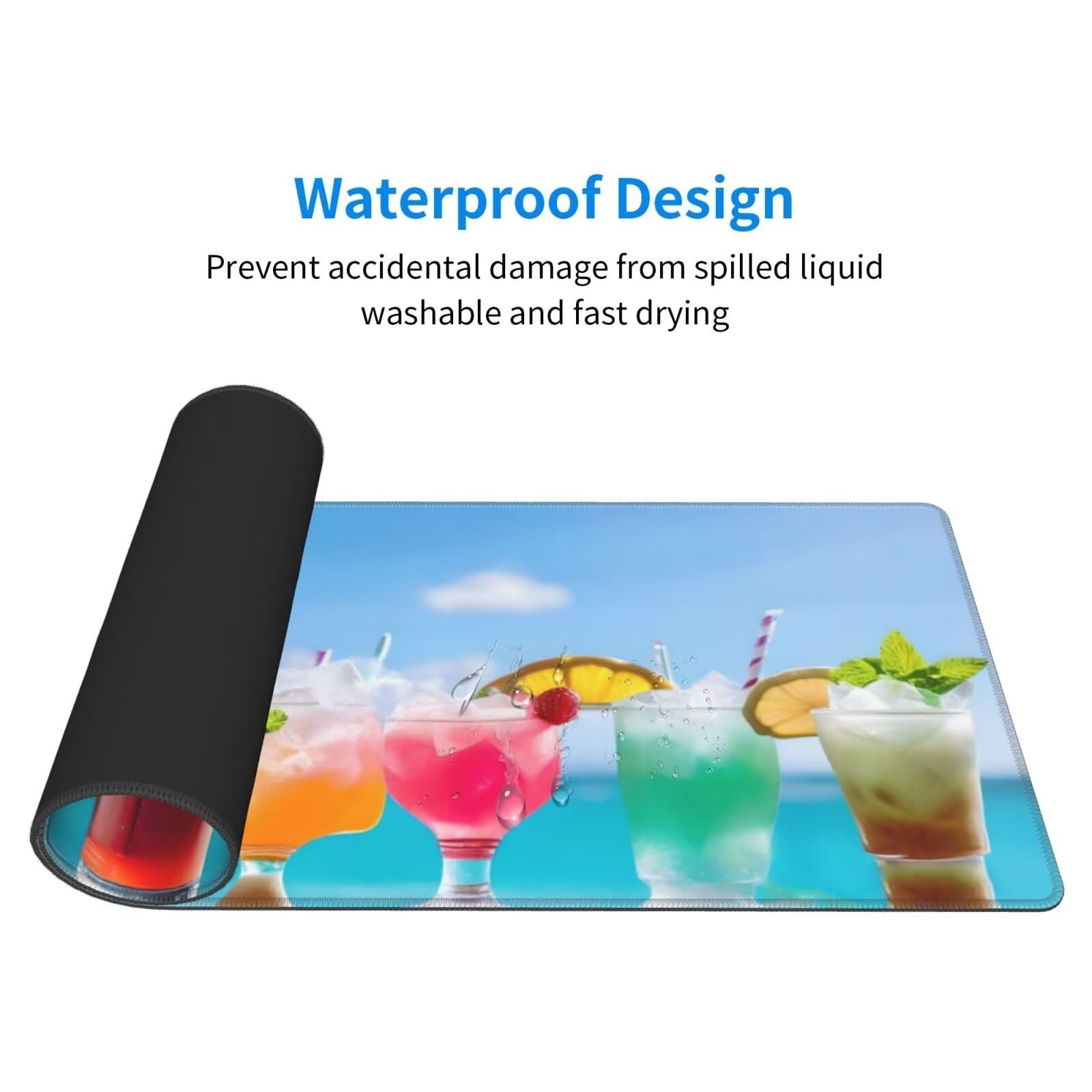 Tappetino Mouse, Tappetino Mouse Gaming Grande XXL 1500x800x3mm Tappetino Scrivania Mouse Pad, Base in Gomma Antiscivolo, Bordi Cuciti,Lavabile, Mousepad per Ufficio e Gaming (Bevande) R-722