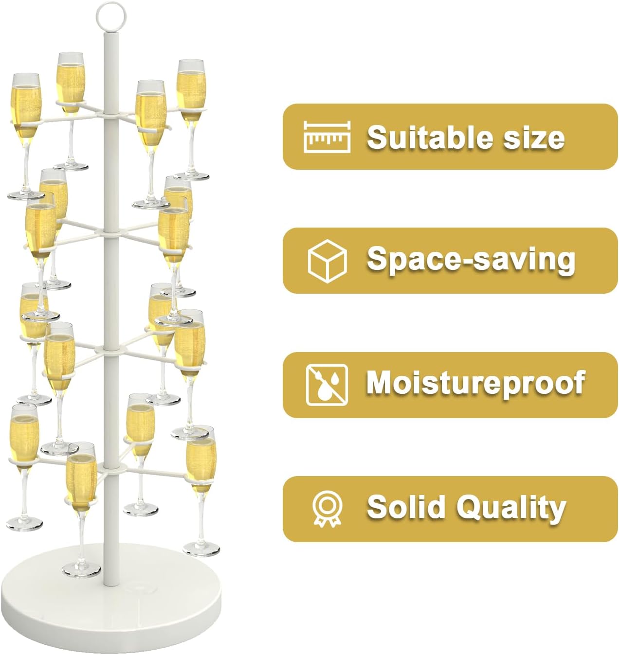 Champagne Tree Stand,Champagne Tower,4 Tier Metal Cocktail Tree Stand,Cocktail Tree Stand,Champagne Stand for Weddings, Bridal Shower, Parties & Events,2 Pack,White