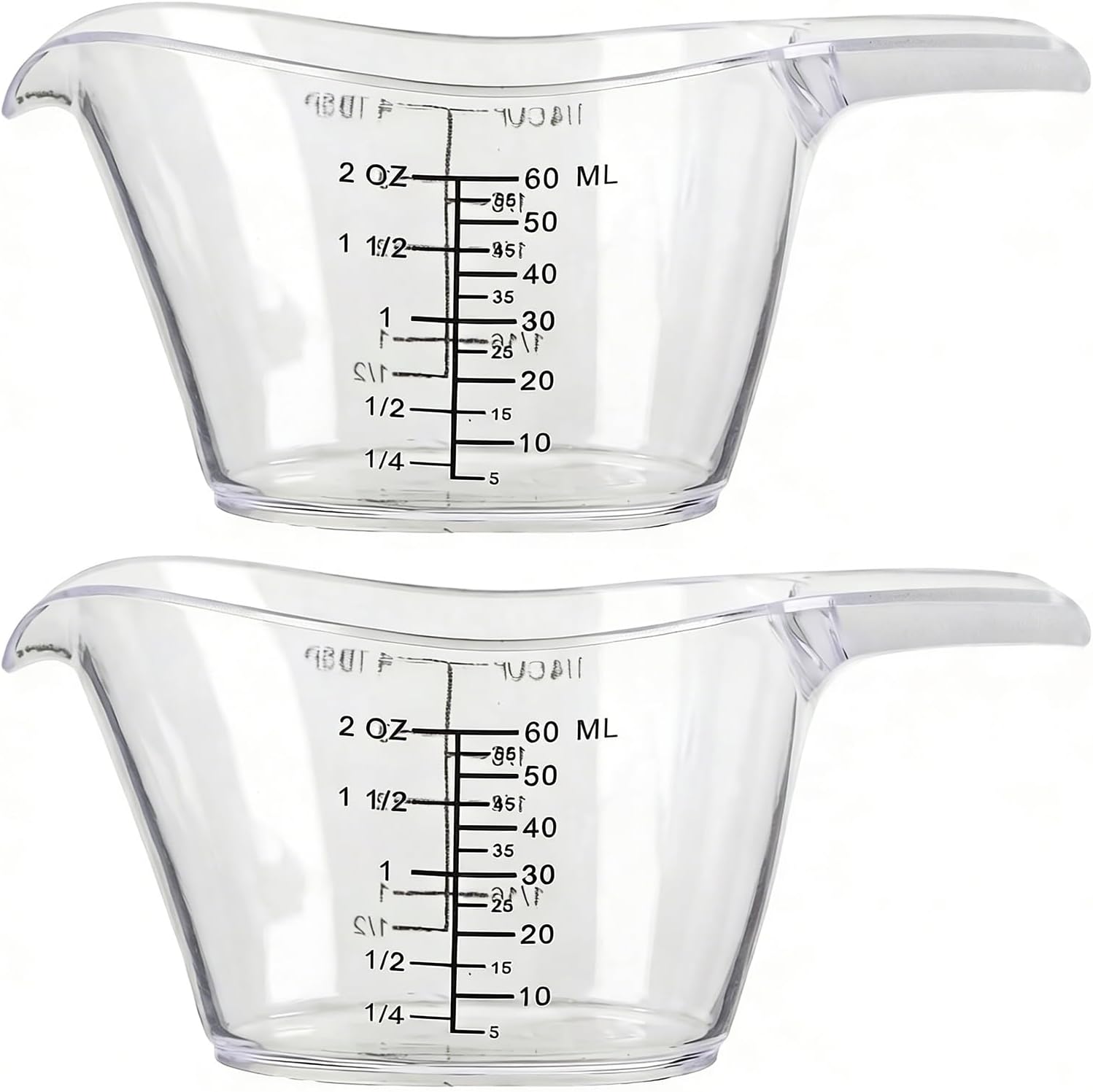 2 Pack 2 Ounce Measuring Cups, Food-Grade Plastic Small Measuring Cup for Hair Color, Hot Tub Chemicals & DIY Mixing, Mini Measuring Cup with Easy-Read Markings