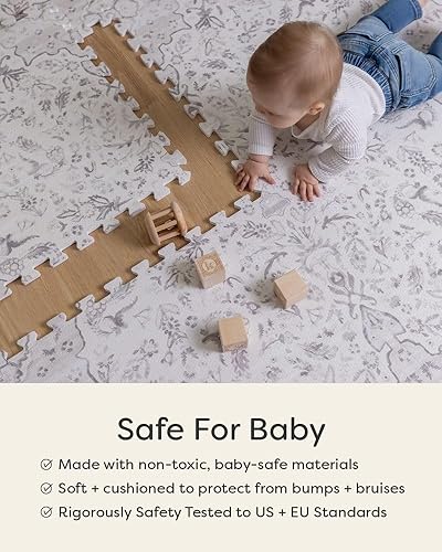 Miniatura 5 de House of Noa Tapete de juego para bebé, 4 x 6 pulgadas, juego de 6 azulejos, tapete de juego de espuma EVA acolchada para pisos, tapetes suaves