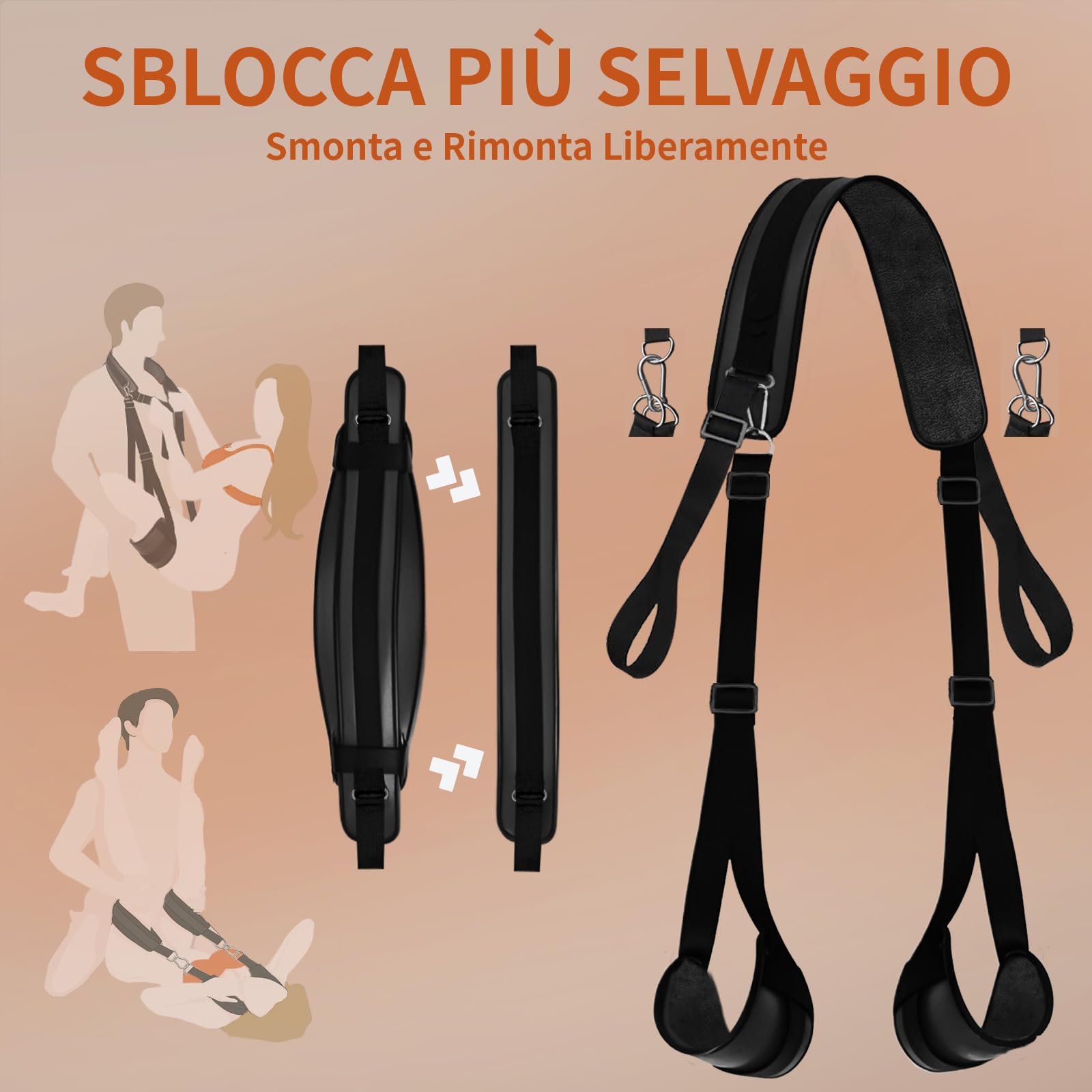 Manette per Coppia Manette Sexishop Manette Sexyshop Sexytoysys Donna Coppia Giochi per Coppie Giochi Erotitici Sexy per Coppie Altalena Sospesa Regolabile Pelle Nere