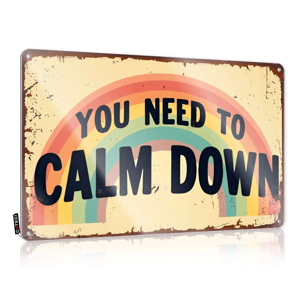 Tin Signs Warning You Need To Calm Down. Tin Sign Funny Vintage Metal Sign Room Signs For Bedroom(30X40CM)