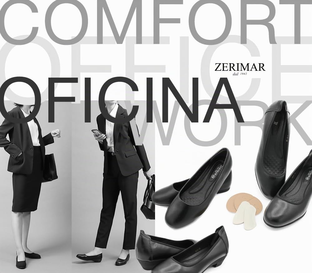 Zerimar Comode ballerine in pelle da donna, scarpe eleganti e leggere per l'uso quotidiano e l'ufficio, tacco 2,5 cm