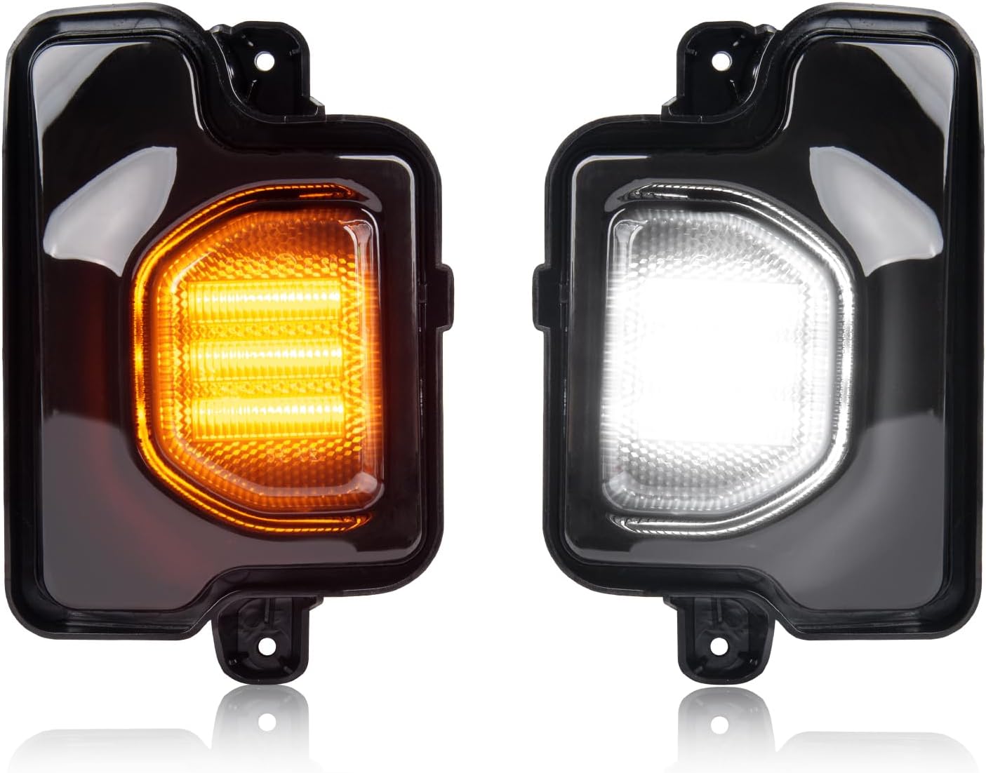 LED Side Mirror Turn Signal Lights Compatible with 2018-2024 Jeep Wrangler 2020-2023 Jeep Gladiator 2 in 1 Amber Sequential Flowing Signal Lamp and White Daytime Running Lights, Smoked