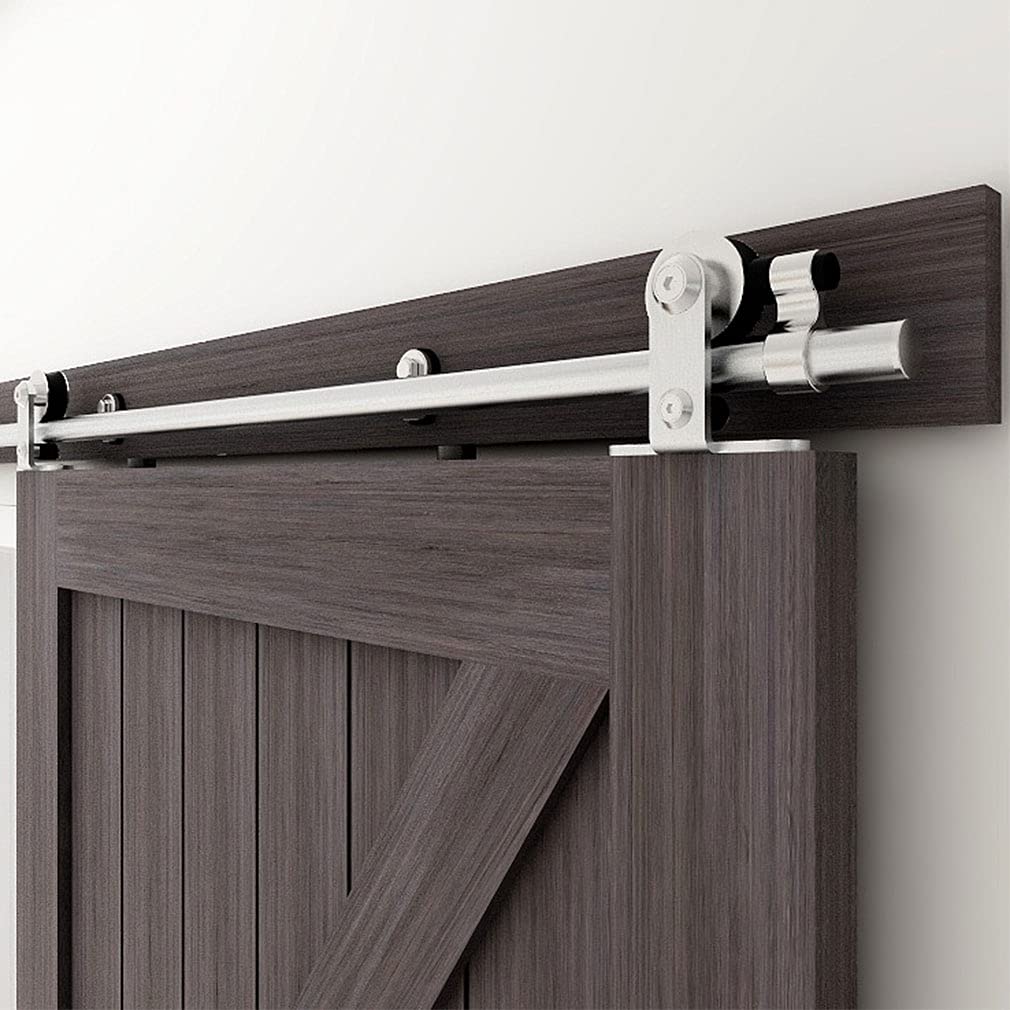 CCJH 9FT/274cm Stainless Steel Sliding Barn Wood Door Hardware Track Kit Top T Mount Roller Hanger Set for Single Door