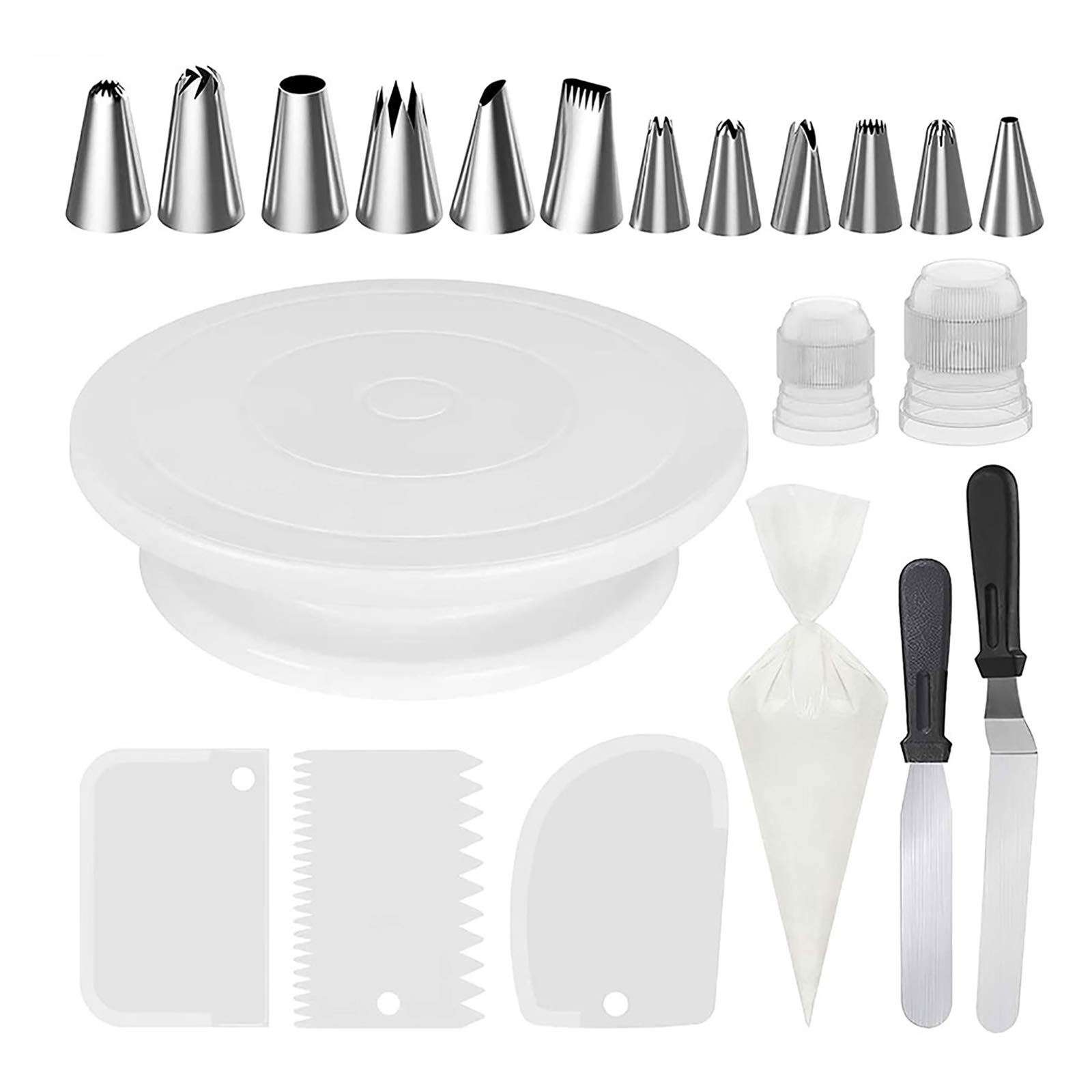 Set di 71 pezzi di accessori per la decorazione di torte, kit per la decorazione di cupcake e attrezzature per la cottura rotante, per giradischi, ugelli e sacchetti, spatola per glassa