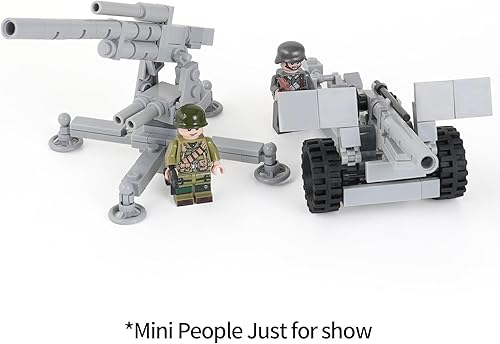 Miniatura 7 de Juego de bloques de construcción de armas de artillería de la Segunda Guerra Mundial (710 unidades). MOC piezas de ladrillos militares juegos de
