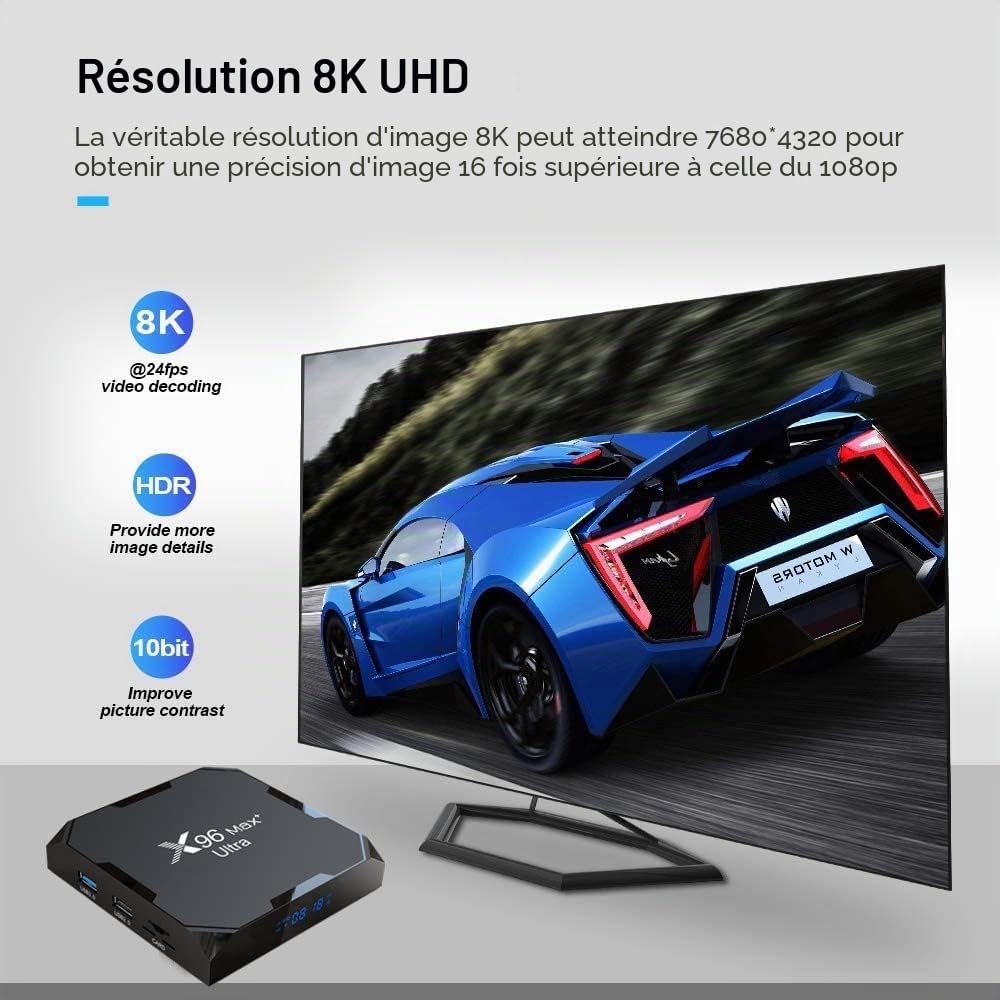 TV Box Upgraded Android 11.0 TV Box 4 Go RAM 32 Go ROM 2,4 G/5G Dual WiFi BT 4.1 H.265 décodage HD 4K Kit Top Box