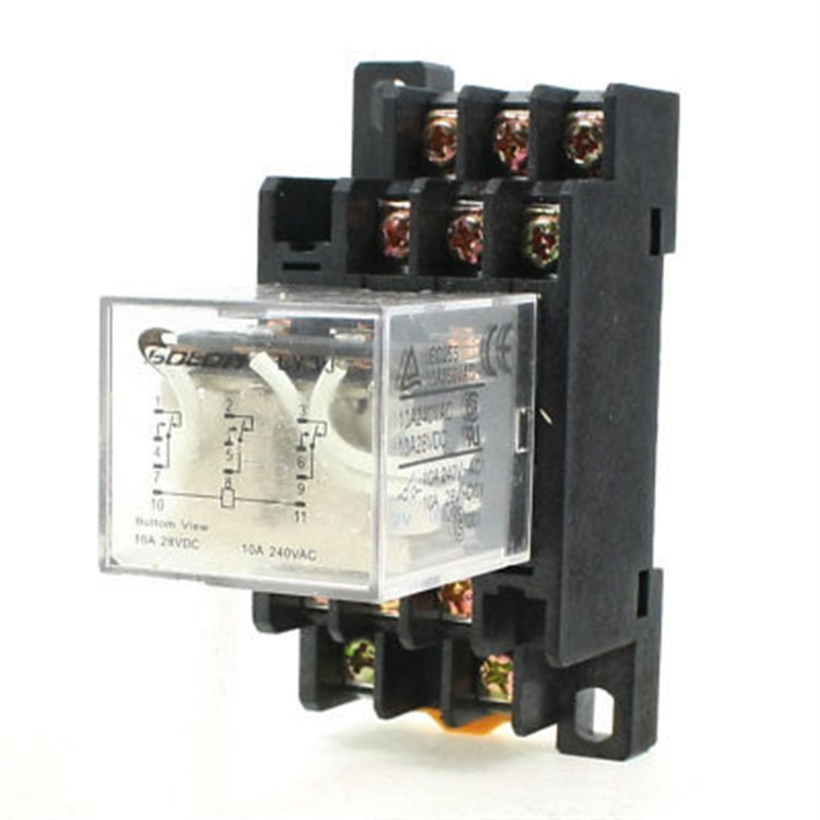 VDOQTLJT DC12V Coil 3PDT 11P General Purpose Power Relay LY3J 5A 250VAC/28VDC w Base
