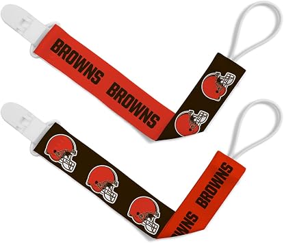 Baby Fanatic Pacifier Clip 2-Pack - NFL Cleveland Browns - Officially Licensed Baby Apparel