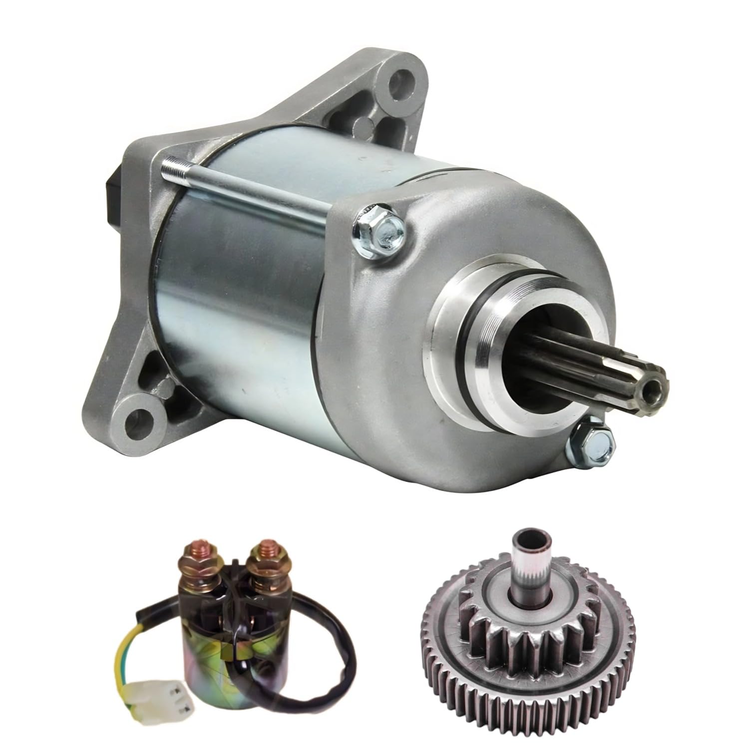 Starter Motor & Idle Gear & Solenoid Relay Replacement for Honda Pioneer 500 SXS500 2015 2016 2017 2018 2019 2020 2021, 18921 31200-HR0-F01, Pioneer 500 Starter Gear w/Pin