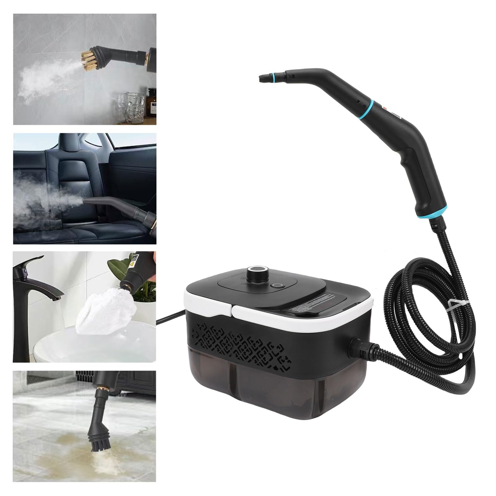 Hztyyier Limpiador a Vapor Portátil de Alta Temperatura, Limpiador a Vapor a Presión Portátil con Ajustes Ajustables, Potencia de 4 Bares para Uso Doméstico y de Cocina (Enchufe Europeo 220V)