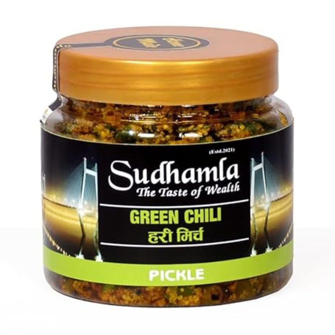 Sudhamla Green Chilli Pickle: Ghar Ka Achar with Authentic Rajasthani Taste - Homemade Spicy Athana Mirch Pickle, No Preservatives, Hari Mirch Aachar (200g)