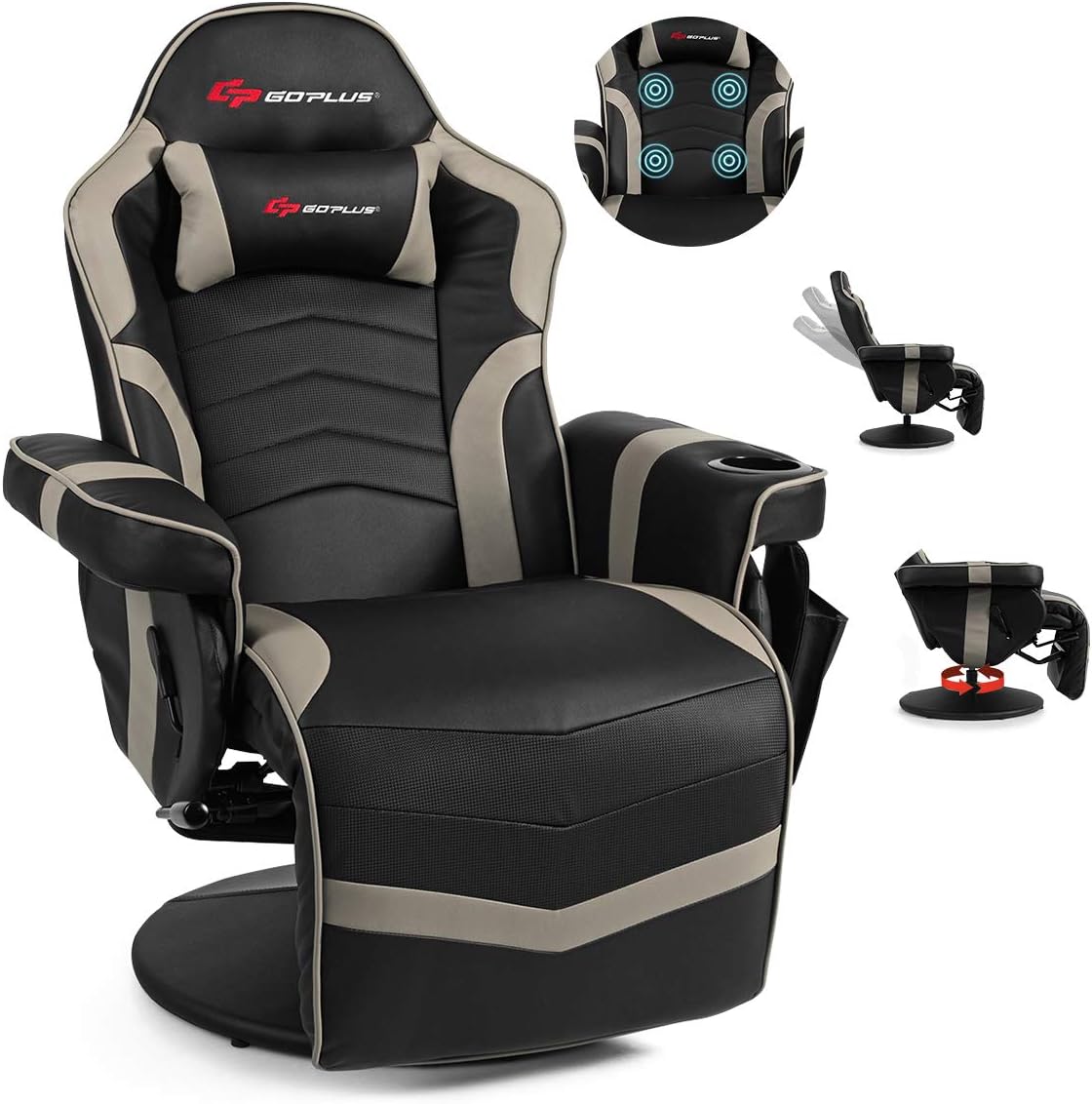 CHEFJOY Massage Gaming Chair, Reclining High Back Office
