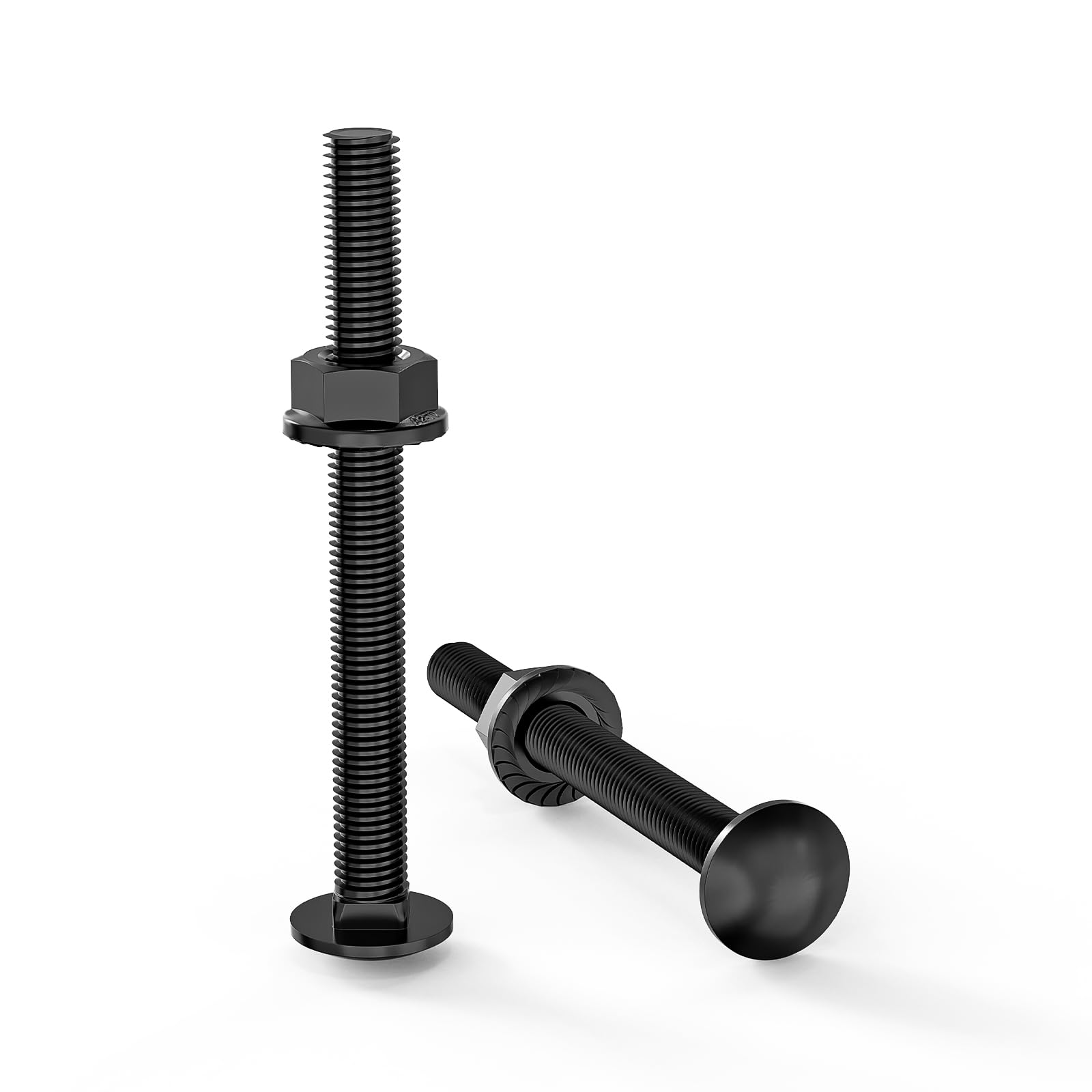 ORTAVA Viti a testa tonda M5×50 in acciaio inox A2 V2A DIN 603 (20 pezzi), con flangia a sei facce, in acciaio al carbonio, viti a testa piatta (Nero)