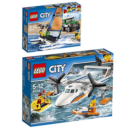 Preisvergleich Produktbild Lego City 2er Set 60149 60164 Gelandewagen mit Katamaran + Rettungsflugzeug