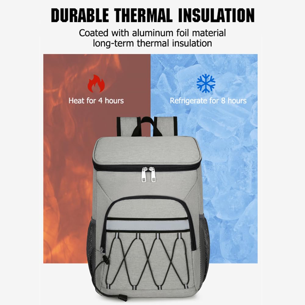 Tidyard Sac à Dos Isotherme à Glacière,Sac de Pique-Nique Portable Cooler Backpack Bag, pour Hommes Femmes pour Déjeuner Plage Camping BBQ Travail Pique-Nique