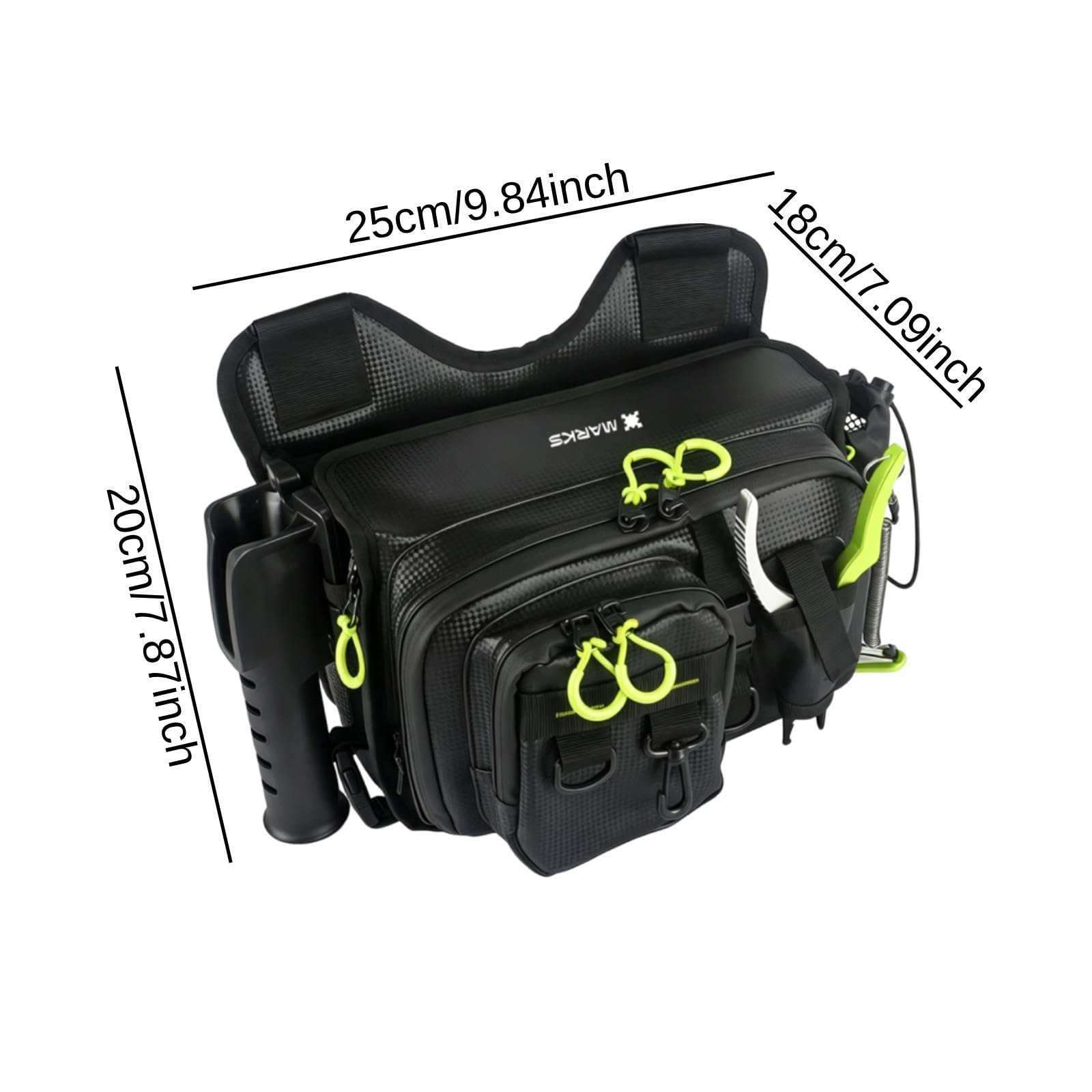 Borsa da Pesca Multistrato Borsa Tattica Borsa Porta Canne Borsa Porta Esca Tracolla Impermeabile in Tela con Strati E Trasporto Leggero