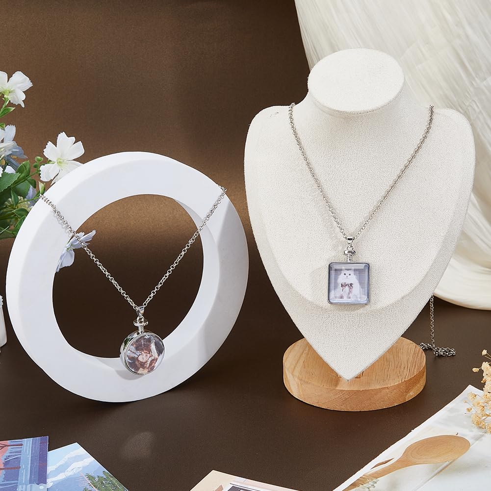 SUPERFINDINGS 2 Pezzi 2 Stili Medaglione Porta Foto Con Ciondolo Medaglione Apribile Con Collana Ricordo Fai Da Te Ciondolo Quadrato Con Medaglioni Con Vetrina Foto Medaglioni Charm