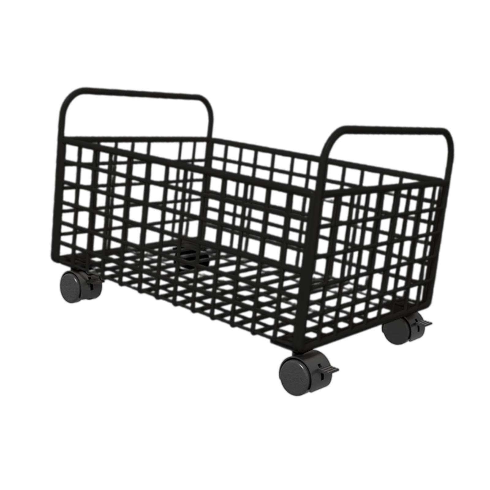 Colcolo Cesta rodante para Guardar Libros, Cesta de Malla metálica Debajo del Escritorio, Organizador de Archivos con Ruedas para artículos Diarios de Camping, Negro, 25 Cm X 48 Cm X 30