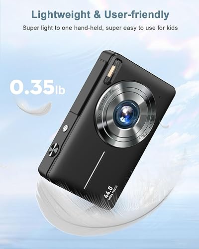 Miniatura 4 de Cámara digital, FHD 1080P para niños con tarjeta de 32 GB, 2 baterías, cordón, zoom de 44 MP 16X antivibración, cámara compacta portátil de disparo