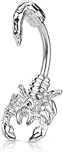 Piercing Nombril Ventre Boule Scorpion Bijoux Acier Chirurgical Inoxydable Anti Allergique Banane Barbell SCORPIO Argenté LOVEPIERCING