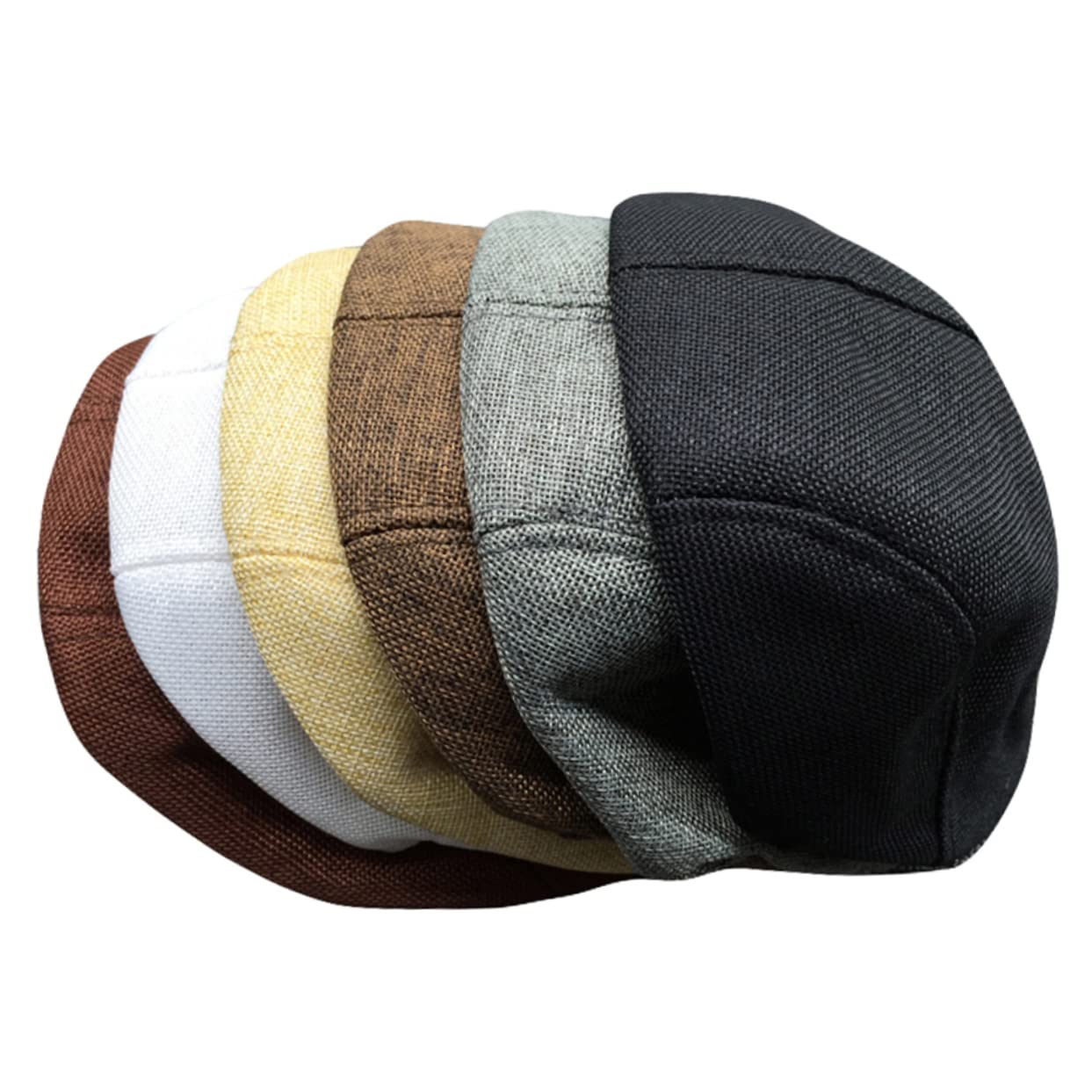 Homoyoyo Men's Women's Flax Beret Cap Newsboy Style Lightweight Sunscreen Driving Hat British Peaked Hat for Weather Occasions Beige