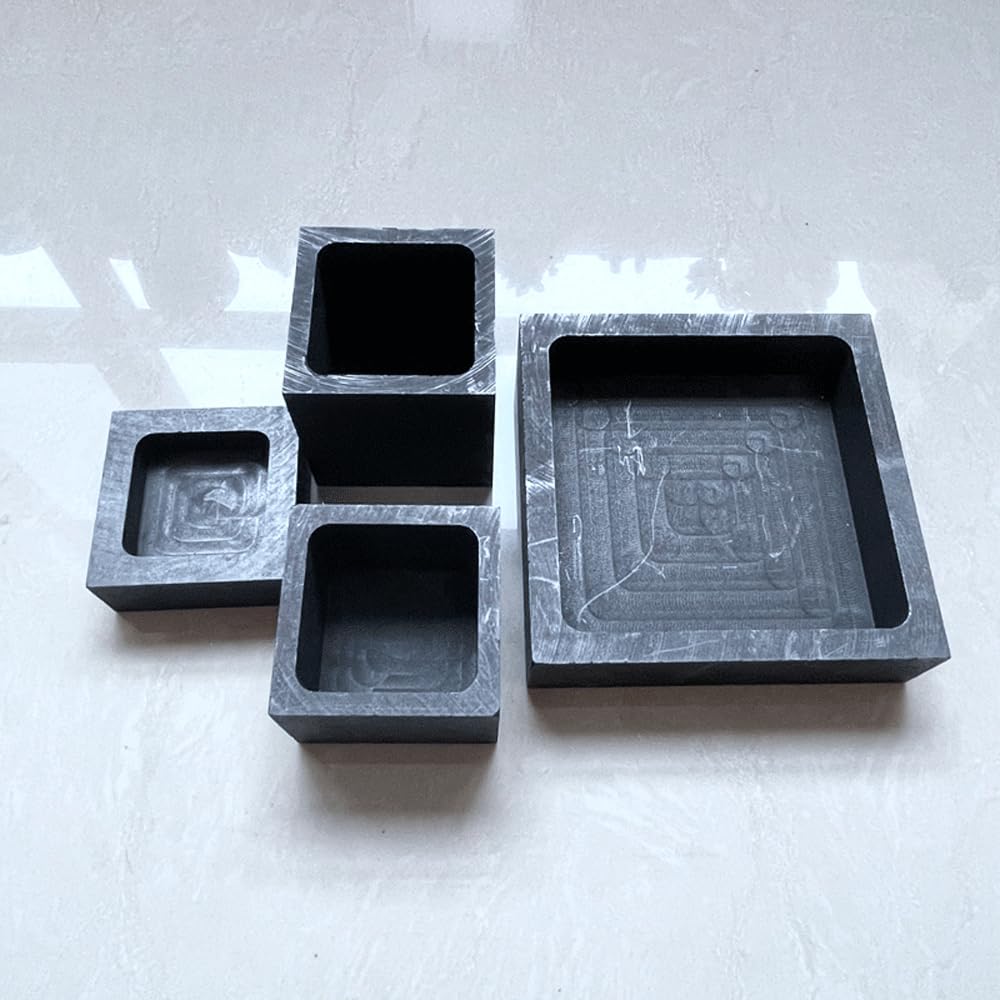 Graphite Square Crucibles, Graphite Grooves, High-Temperature Resistant Square Crucibles, High Strength, High Density for Lab (1, 100x100x25mm-85x85x20mm, Outer-Inner)
