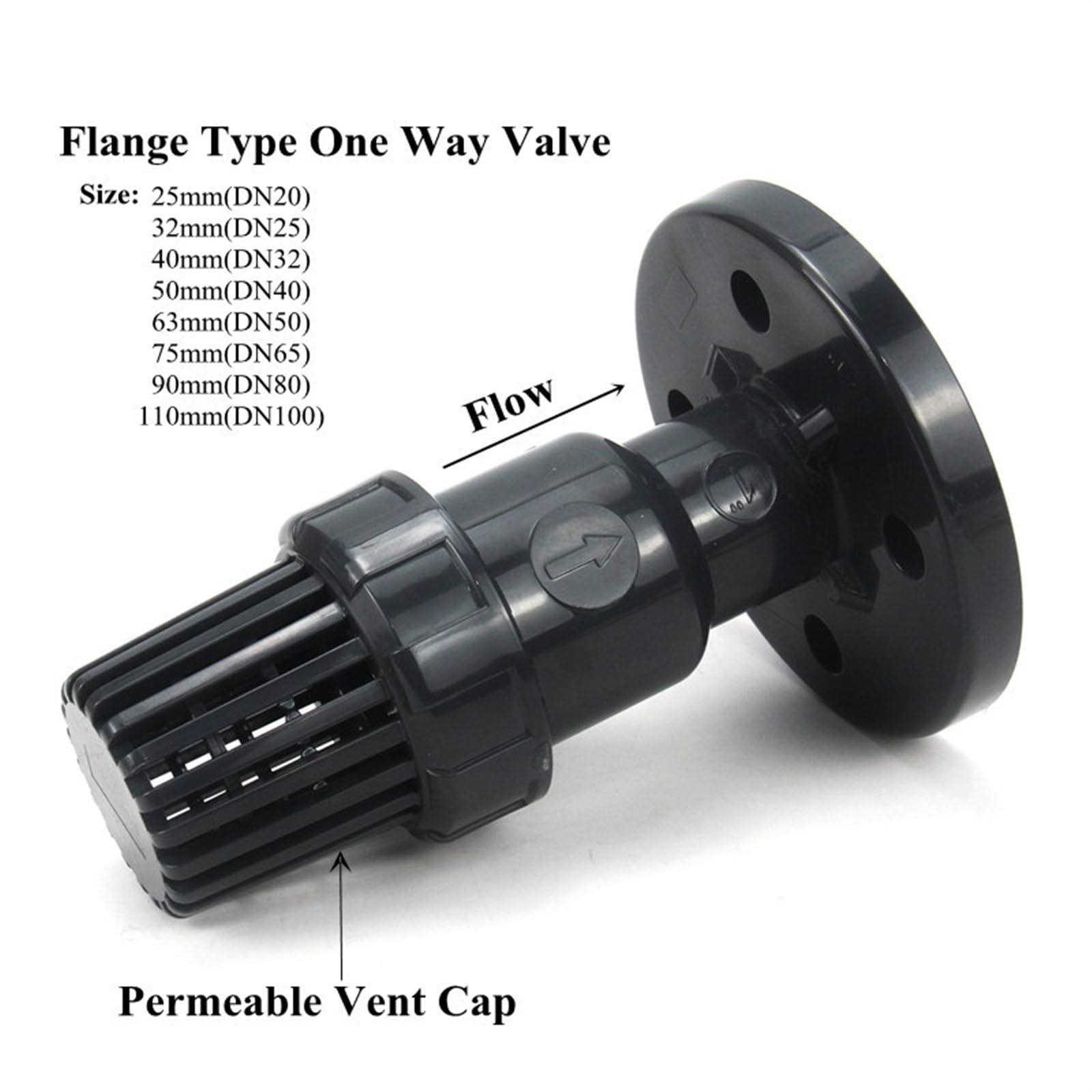 Valvola di ritegno a flangia in PVC Valvola di ritegno unidirezionale senza ritorno Valvola for giardino Irrigazione domestica Filtro for pompa dell'acqua di aspirazione emisferica Giunti)(50mm(DN40))