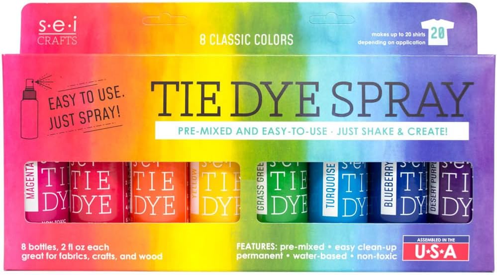 S.E.I. Classic TieDye Kit, Fabric Spray Dye, 8 Colors