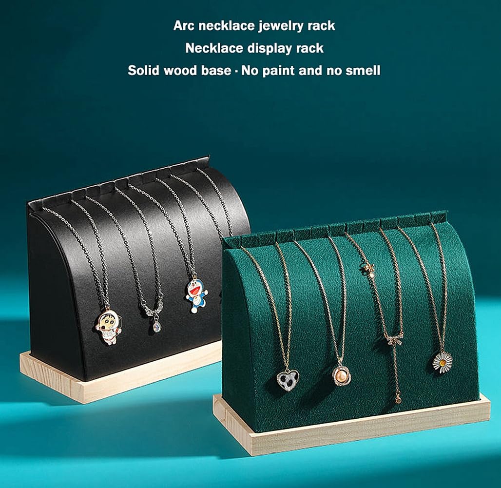 FOTN New solid wood necklace display rack, jewelry display props, choker pendant necklace photo props necklace display stand organizer rack for sell (black)