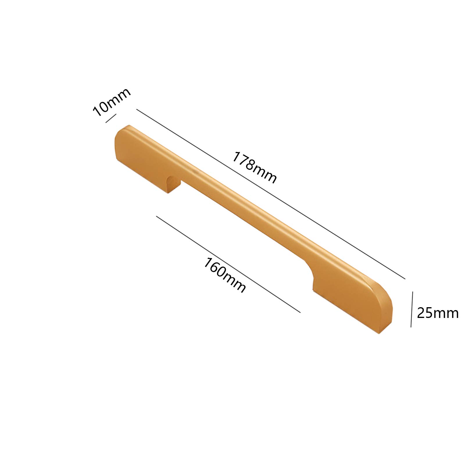 Cabinet Handle Gold Door Knob Straight Handle Drawer Cupboard Wardrobe Kitchen Windows Pulls Handles 178mm Length (Hole Centers 160mm) - Image 2