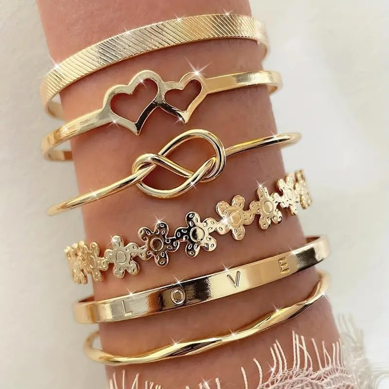 Image of Shining Diva Fashion Set of 6 Stylish Gifts Bangle Bracelets for Women and Girls (16898b)