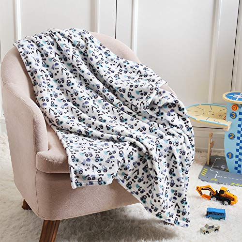 Image of CREVENT 30 inchX40 inch Cute Lightweight Silky Cozy Warm Baby Blanket for Boys Infant Toddler Newborn Unisex Crib Cot Stroller, for All Season (Blue Truck)