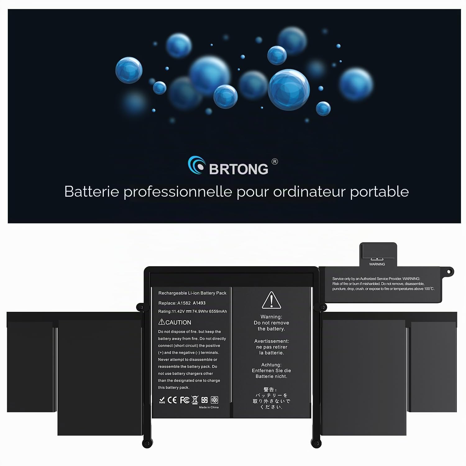 A1502 A1493 A1582 Batterie de Rechange pour Ordinateur Portable Mac Book Pro 13" Retina Fin 2013 mi-2014 et début 2015 MF839LL/A MF841LL/A MJLU2LL/A MGX72LL/A ME867LL/A ME864LL/A EMC26788