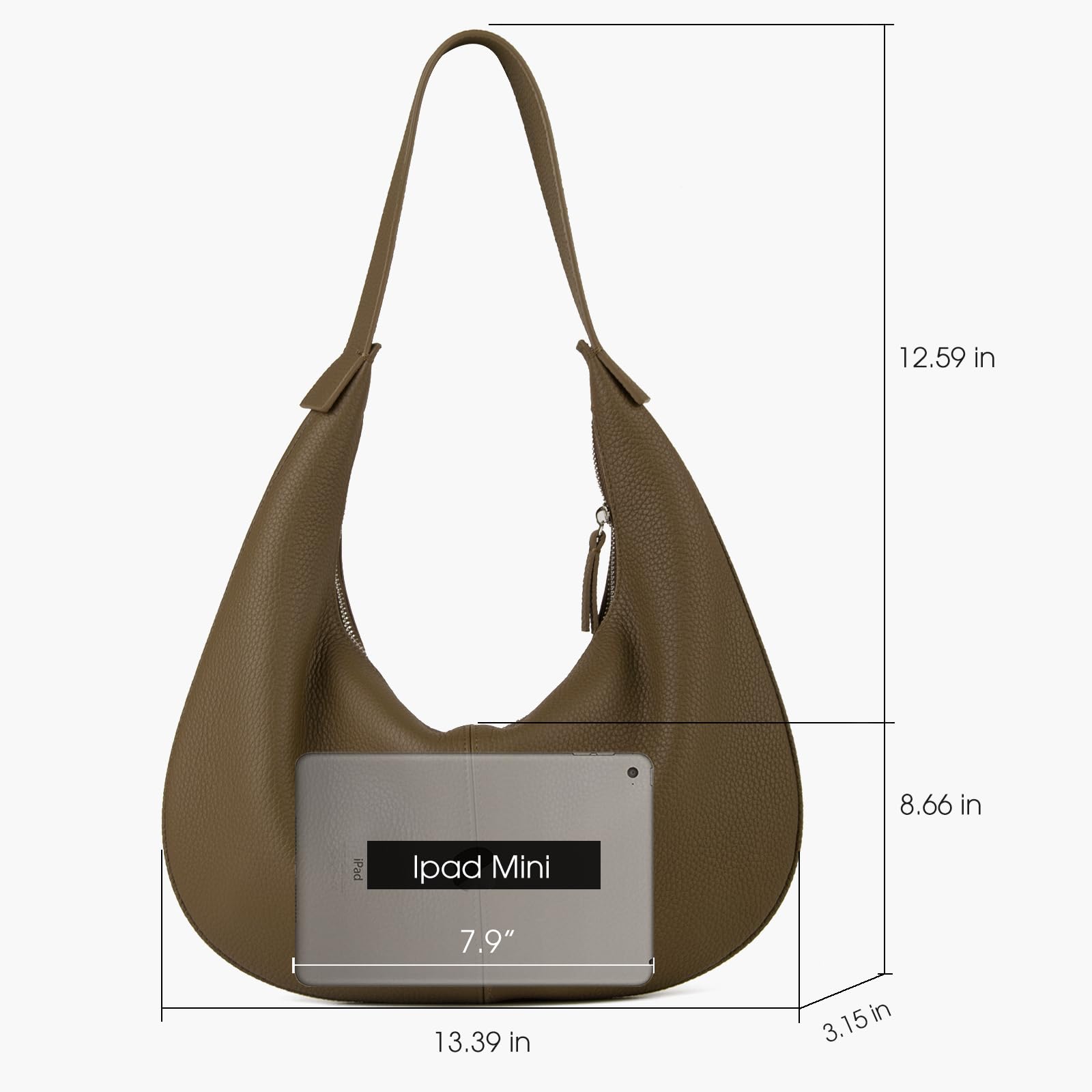 DONNAIN Sac a Main Femme en cuir pleine fleur, sac à main en forme de croissant, Sac Fourre Tout Femme avec des larges bretelles