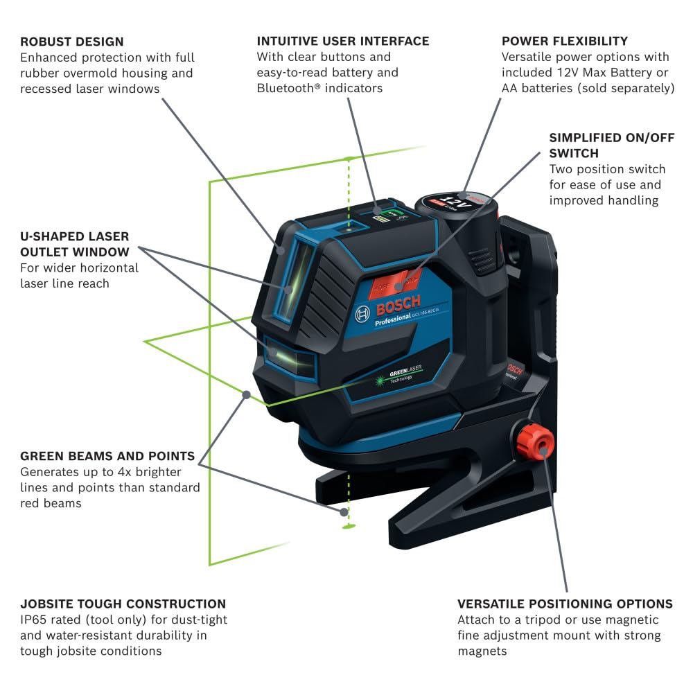 Bosch GCL165 Laser Level - Green Beam, Connected -3