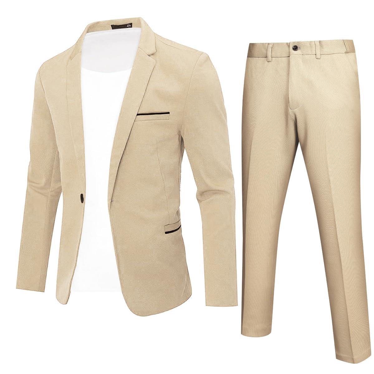 YFFUSHI Traje Hombre 2 Piezas Slim Fit 1 Botón Clásico para Ceremonia Boda Negocios Chaqueta y Pantalón