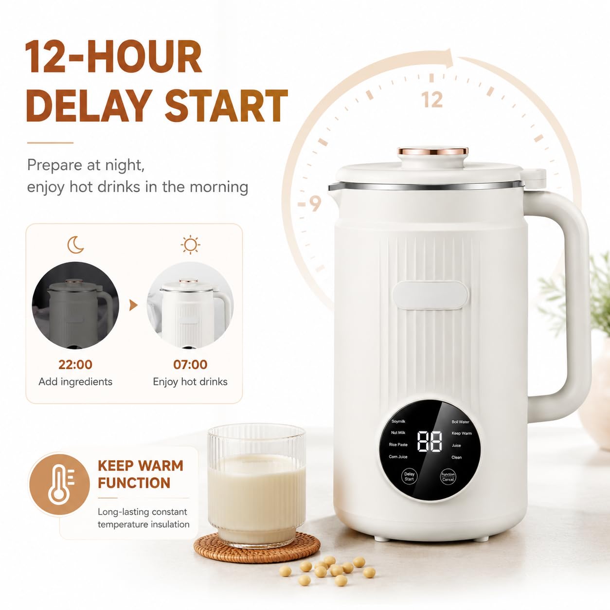 Macchina per il latte di noci, 1200 ml, automatica, senza bollitura