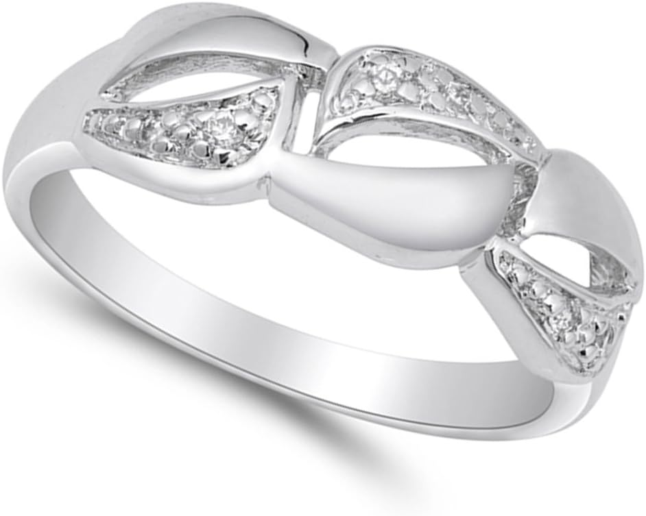 Clear CZ Beautiful Infinity Link Chain Ring .925 Sterling Silver Band Sizes 5-9