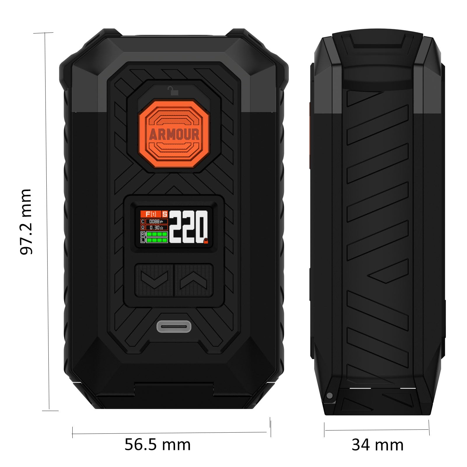 Vaporesso ARMOUR MAX Mod | 220W Box Mod Works with Itank 2 Atomizer/Z sub ohn Tank/ 510 Thread Atomizer E-Cigarette Vaporizer (Verde)